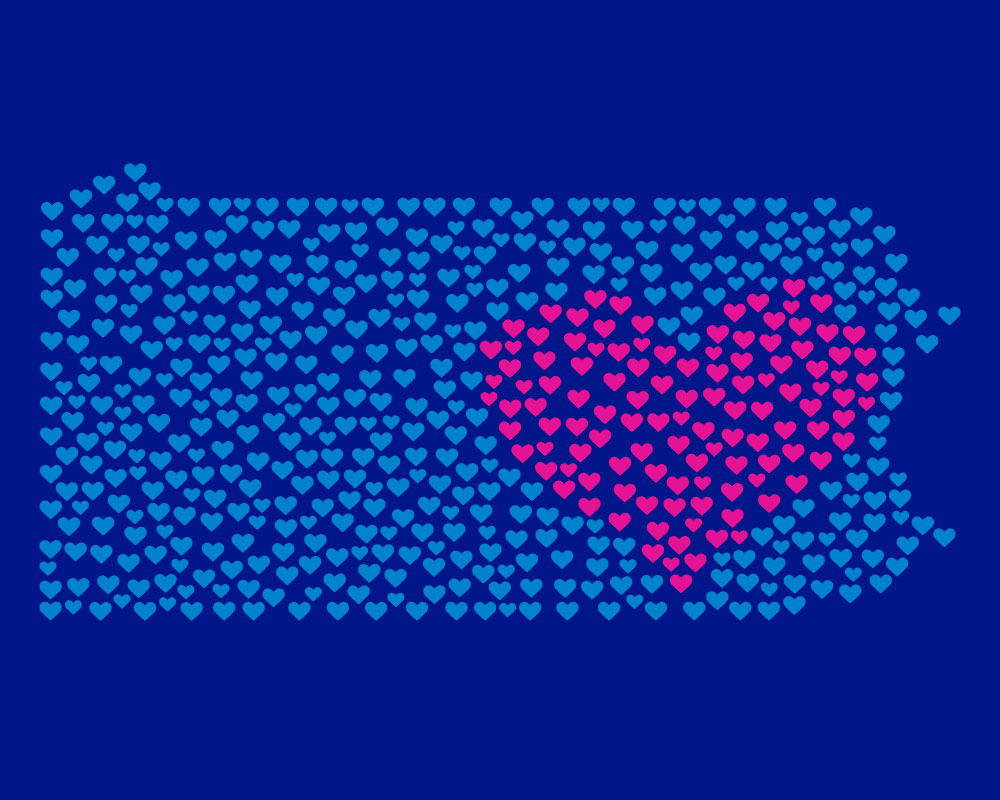 illustration of Pennsylvania made out of hearts with the hearts over the PPL territory in pink