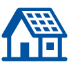 House with solar panels on roof icon