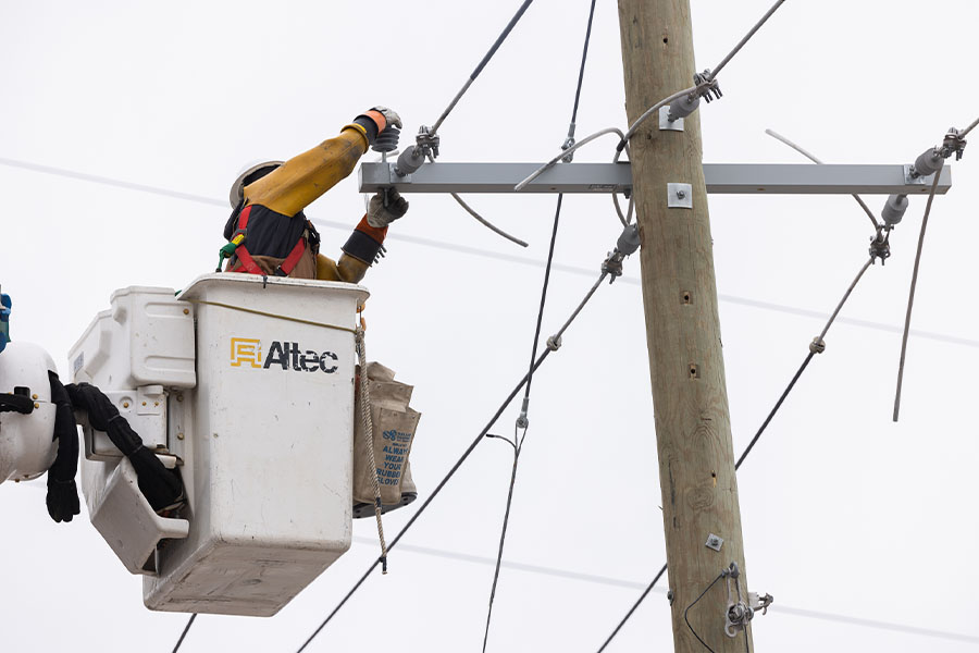 lineman working on pole